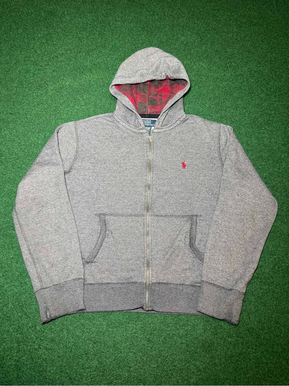 Polo Ralph Lauren Vintage Zip Up Hoodie M/L Boxy 24x25 Talon Zipper Sweatshirt